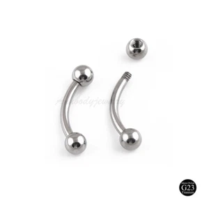 16g 14g SOLID G23 TITANIUM Ball Curve Barbell Eyebrow Ring Externally threaded - Picture 1 of 5