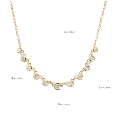 Conjunto de 11 collar de cadena gargantilla estación graduada con bisel de diamantes naturales oro de 14 k Foto 1 de 4