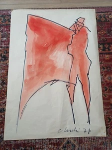 SANDRO CHERCHI DISEGNO PENNARELLO TECNICA MISTA SU CARTA 1978 48x68 CM - Foto 1 di 7