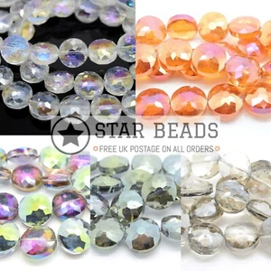 35 X PERLINE PIATTE ROTONDE IN VETRO SFACCETTATO 18X8MM - SCEGLI COLORE - Foto 1 di 5