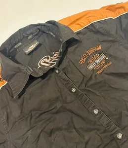 Harley Davidson Women’s Garage Shirt Black & Orange XS  - Picture 1 of 7