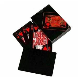 Black Red Poker Playing Cards PVC Plastic High Quality Durable Waterproof New - Picture 1 of 3