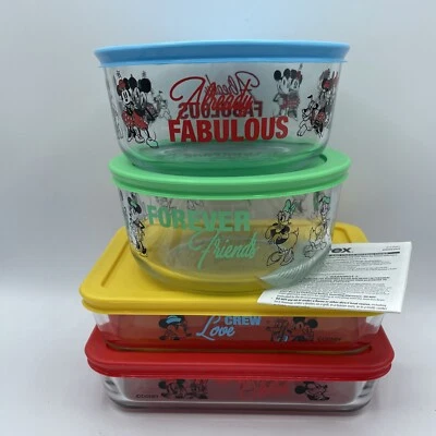 Pyrex Disney Mickey & Friends 8-Piece Forever Friends Glass Storage Set New - Image 1 of 4