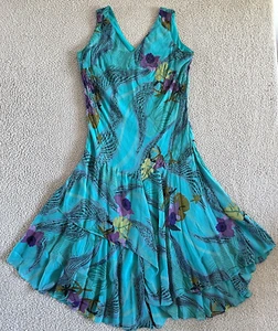 Y2K Slip Midikleid Damen 14 Fee asymmetrisch bestickt Fischschwanz 90er - Bild 1 von 12