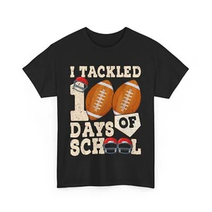 100 Days Of School Boys Kids 100th Day Of School Football T-Shirt - Picture 1 of 7