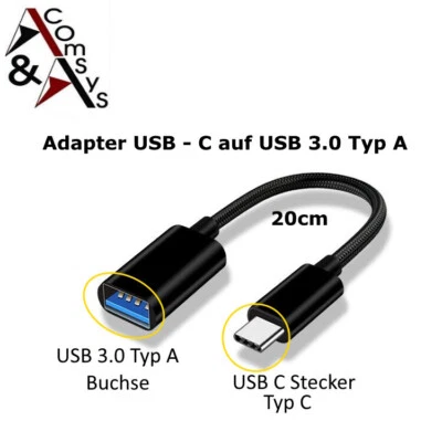 Adapter USB C auf USB 3.0 A OTG USB-Stick Samsung iPhone MacBook Xiaomi Huawei - Bild 1 von 4