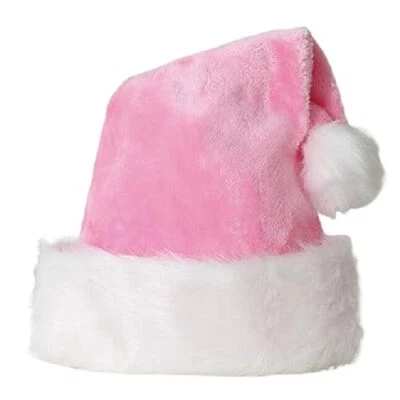 Chapéu de Papai Noel Feminino, Adulto Unissex Veludo Conforto Chapéu de Natal Extra Pelúcia para Rosa - Imagem 1 de 4