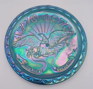 Placa conmemorativa Indiana Glass Co. 1776-1976 ALA EXTENDIDA ÁGUILA azul - Imagen 1 de 5