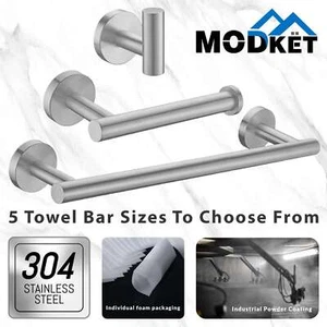 3pc Brushed Nickel Bathroom Hardware Set Wall Mounted Towel Toilet Paper Holder - Picture 1 of 11