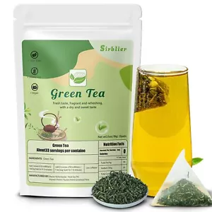 Green Tea Bags 33 Count (Pack) Hot&Cold Brew Tea Pyramid Style-Loose Leaf Green - Picture 1 of 8