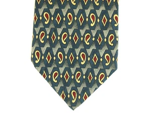 Brooks Brothers Makers Herren Krawatte Krawatte grau blau geometrisch 56" kurz 100 % Seide - Bild 1 von 4