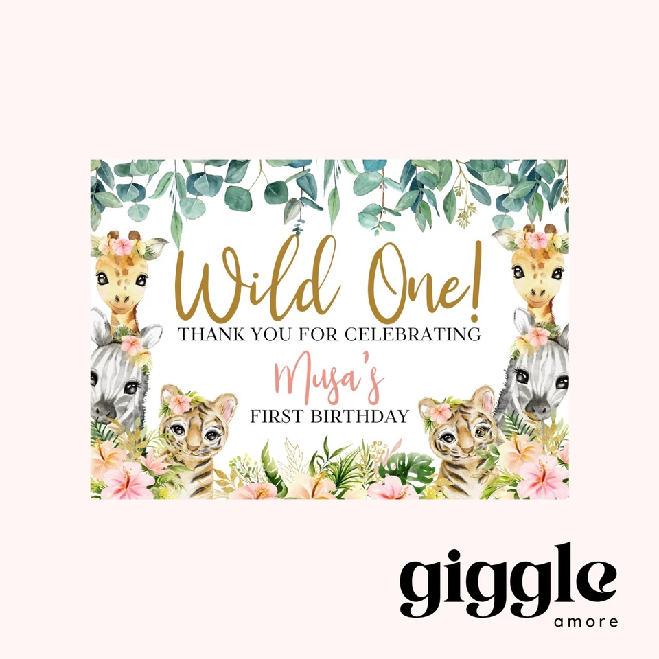 Pegatinas Personalizadas Wild One Theme Favor Fiesta Caja Cumpleaños Safari Gracias Foto 1 de 1