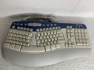 Microsoft Natural Multimedia Wired Keyboard 1.0A RT9470 Vintage Ergonomic Tested - Picture 1 of 8