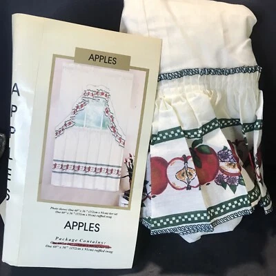 Manzanas botín con volantes vintage 60" x 36" nunca usadas blancas con cuadros de guinga verde Foto 1 de 4