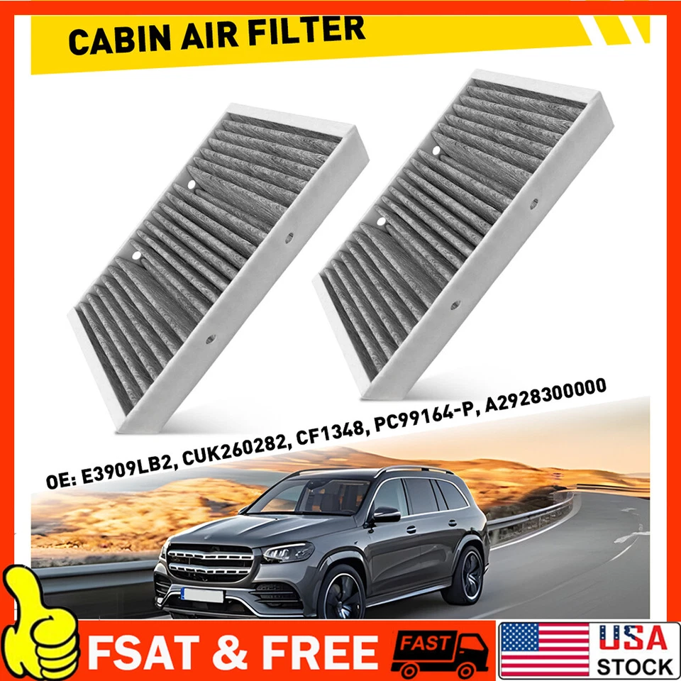 2 X активированный уголь воздуха салона фильтр для Mercedes-Benz GLE350 GLS450 ML250 - Изображение 1 из 4