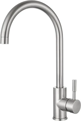 Kitchen Taps, Stainless Steel Kitchen Sink Tap Mixer Brushed Nickel Single Lever - Image 1 of 4