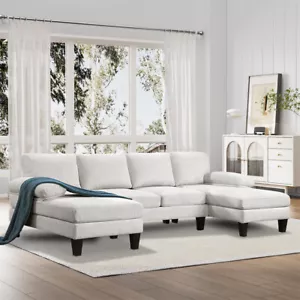 112 in Modern Convertible U-Shaped Sectional Sofa Velvet Fabric Couch Comfy Sofa - Picture 1 of 32