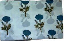 2.5 Yard Hand Block White Handmade Cotton Indian Natural Floral Printed Fabric