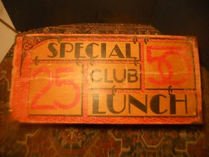 Vintage CAFE SIGN Special CLUB LUNCH 25 50 Urban Brick Design Old Board Art DECO - Picture 1 of 7