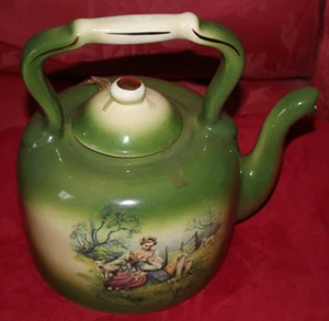 Vintage Utopia Giftware Staffordshire Decorative Ceramic Green Kettle Teapot - Picture 1 of 12
