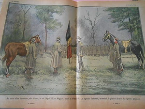 Pise d'armes Le Roi Léopold III de Belgique remise Drapeau régiment Print 1934 - Picture 1 of 1
