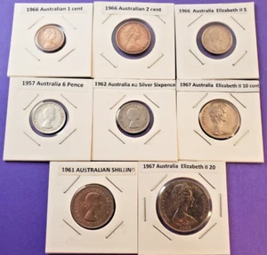 Australia Set of 8 Coins from 1957-1967, 1 -20 cents - Picture 1 of 10