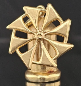 Colgante de oro de 18 quilates con dije giratorio de cuchillas de molino de viento holandés articulado 3D - Imagen 1 de 9