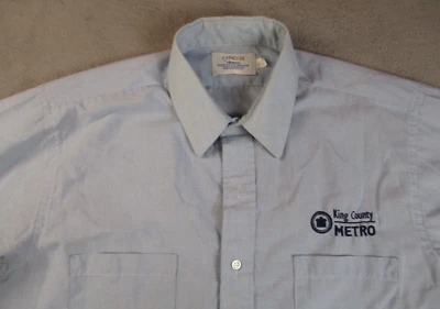 Camisa de trabajo vintage King County Metron para hombre azul 16,5/32 Express de Elbeco EE. UU. Foto 1 de 4