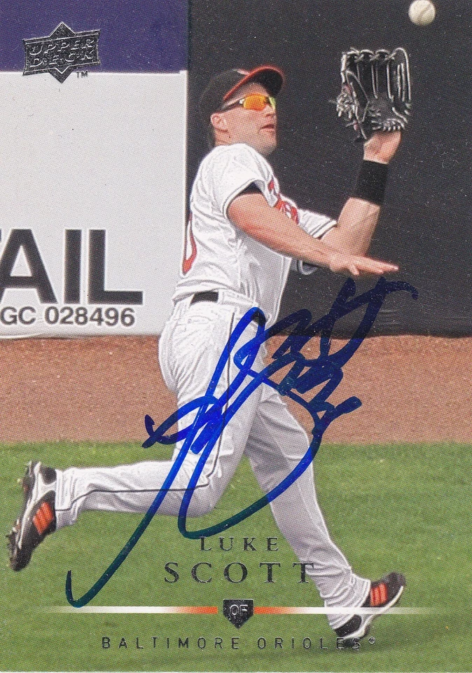 TARJETA DE BÉISBOL FIRMADA POR LUKE SCOTT BALTIMORE ORIOLES HOUSTON ASTROS TAMPA BAY RAYS Foto 1 de 1