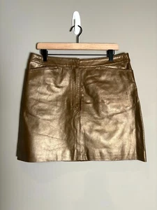 Minifalda vintage Boutique Europa metálica dorada de cuero genuino talla 16 - Imagen 1 de 9