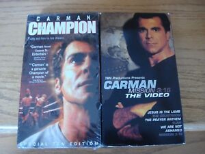 Lot of 2 VHS Tapes Carman The Champion Movie New & Mission 3:16 The Video Music