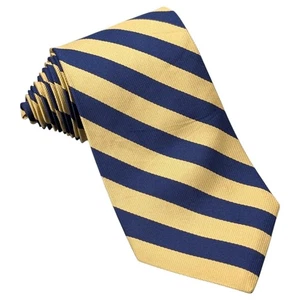 Brooks Brothers Repp Tie 57"x3.25" Yellow Blue Striped Silk Necktie Made in USA - Picture 1 of 7