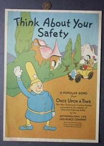 1935 Metropiltan Life Insurance Co Think About Your Safety Cartoon Sheet Music - - Picture 1 of 1