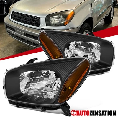 Fit 2001 2002 2003 Toyota RAV4 Black Factory Style Headlights Lamps Left+Right Foto 1 de 4