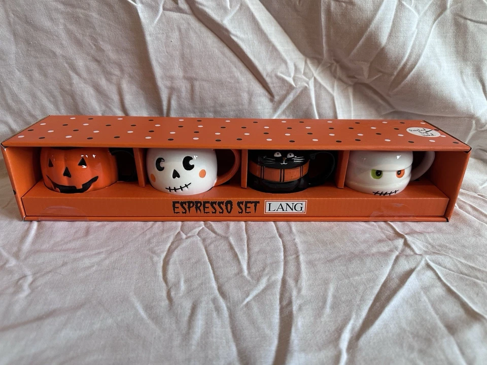 Lang Halloween Espresso Coffee Mug Set Of 4 - Cat, Skeleton, Mummy, Pumpkin - Image 1 of 1