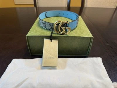 New Authentic Gucci GG Logo Leather Belt Size L Youth Waist 24 - 27 - Изображение 1 из 4
