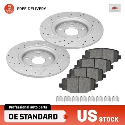 Rear Drilled Rotors & Brake Pads for Dodge Grand Caravan Journey 2012-2015 C/V - Image 1 of 4