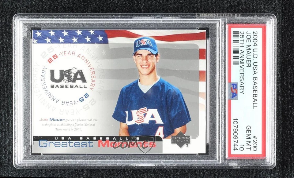 2004 Upper Deck USA Baseball 25-Year Anniversary Joe Mauer PSA 10 GEM MT HOF - Image 1 of 2