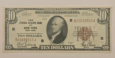 1929 $10 New York, NY Federal Reserve Bank National Currency - Image 1 of 4