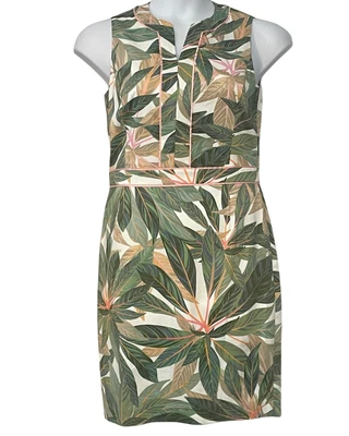 Vestido Brooks Brothers Talla 10 Cuello Dividido Estampado Tropical Sin Mangas A Medida Foto 1 de 4