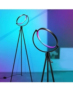 60" Black LED Tripod Floor Lamp With Black Metal Novelty Shade - Picture 1 of 8