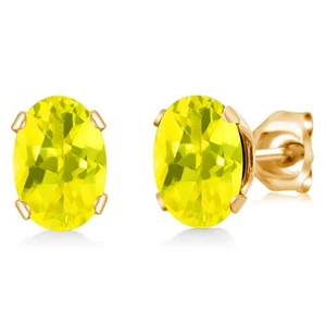 Canary Mystic Topaz Yellow Gold Plated Stud Earrings For Women (1.60 Cttw, - Picture 1 of 3