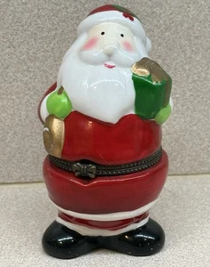 Caja de baratijas de porcelana con bisagras de Papá Noel Navidad - Imagen 1 de 10