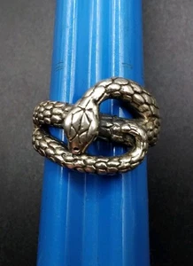 Vintage Silver Snake Ring Approx Size T 925 Marked Approx 12grams  - Picture 1 of 9