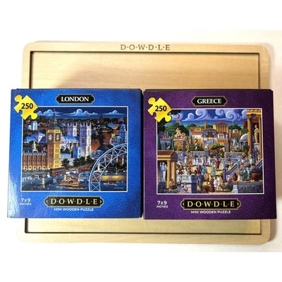 Dowdle Mini Wooden Puzzles: London & Greece - 250 Pieces with Wooden Tray - Image 1 of 4