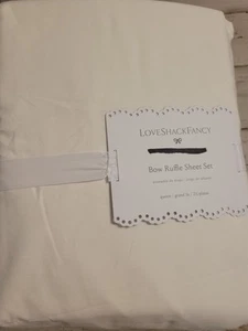 Pottery Barn KIng LoveShackFancy Bow Ruffle Trim Sheet Set Queen - Picture 1 of 3