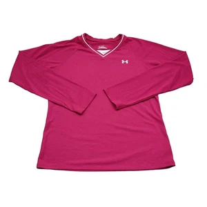 Under Armour Shirt Youth Large Pink Long Sleeve Heat Gear Sports Training Tee - Picture 1 of 18