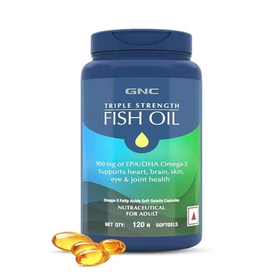 GNC Triple Strength Fish Oil 1500mg Omega-3 with 900mg EPA & DHA | 120 Softgels - Image 1 of 4