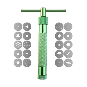 Green Polymer Clay Extruder Tool with 20 Stainless Steel Discs for DIY Sculpting - Picture 1 of 7