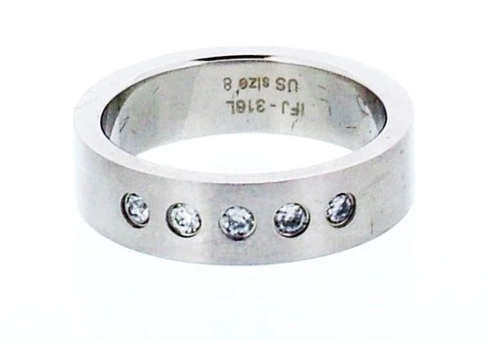 Кольцо из нержавеющей стали с 5 круглый Cz 'S 8 размера R26 - Изображение 1 из 1